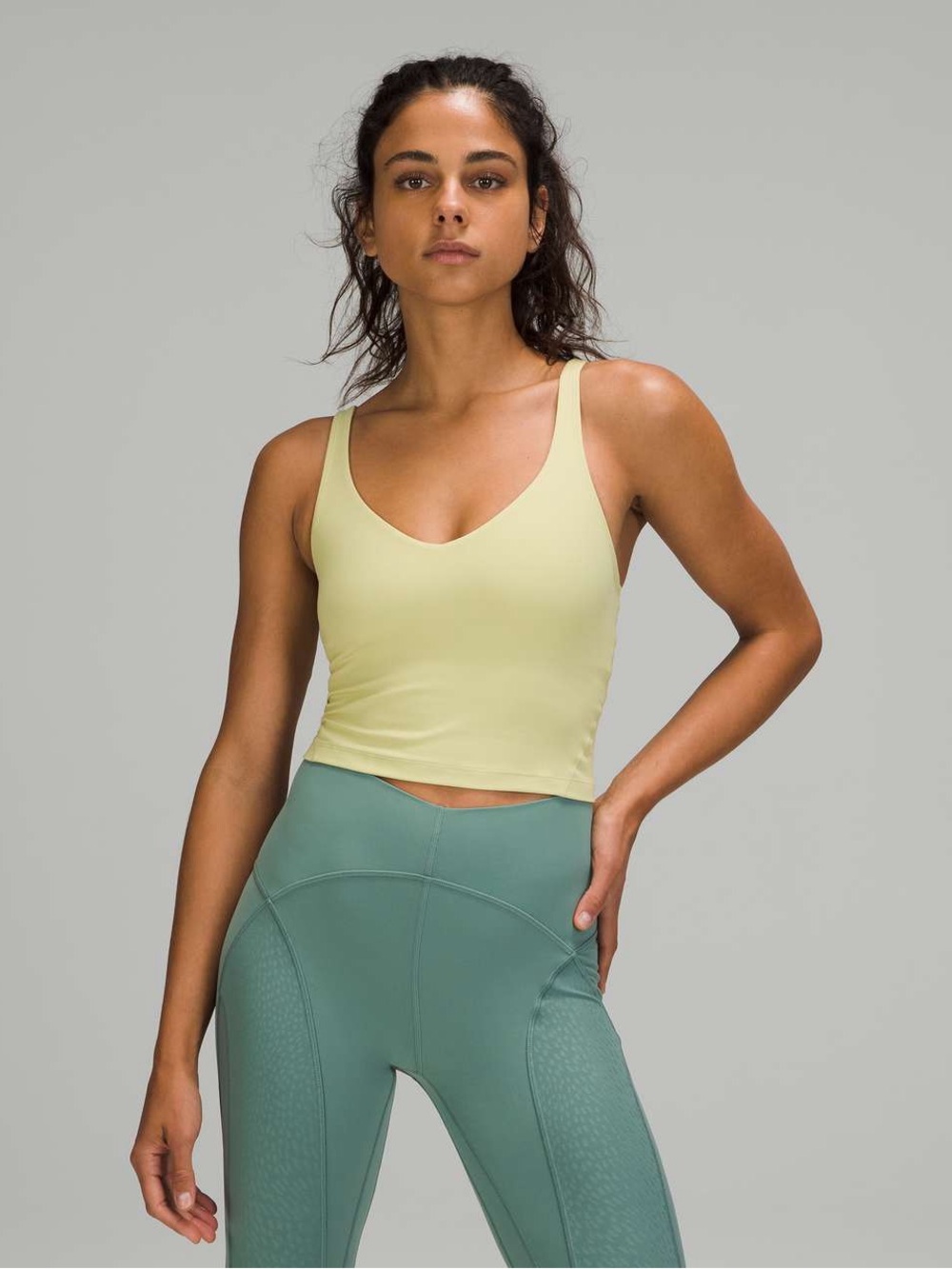 lululemon athletica Light Yellow V-Neck Crop Tank